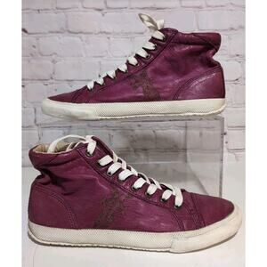 Frye Kira High Top Sneakers Chukka Red Maroon Leather Shoes Womens Size 8.5